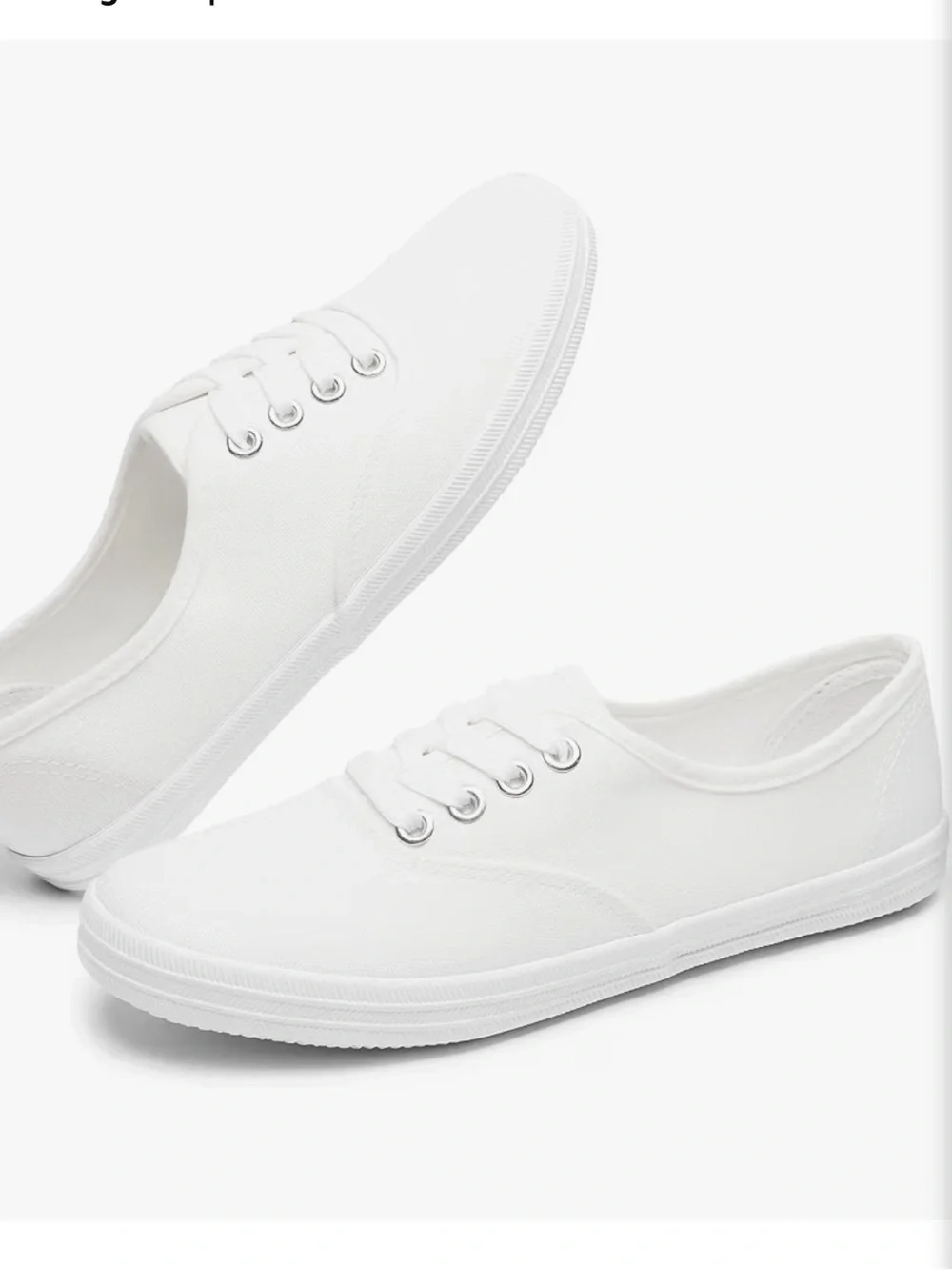 TUOPIN Womens White Canvas Sneakers Low Top Lace-up Casual Tennis Shoes